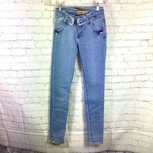 Aviator Skinny‎ Jeans Floral Cuffs Size 2